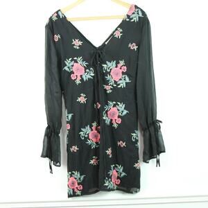 I. Madeline Medium Dress Mini Embroidered Western Floral Lace Front Cowgirl Boho